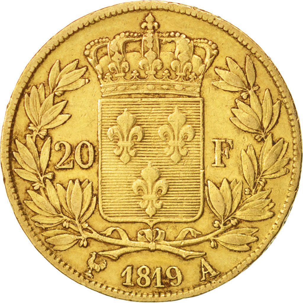 France, Louis XVIII,20 Francs, 1819, Paris, TTB, Or, KM:712.1,Gadoury 1028