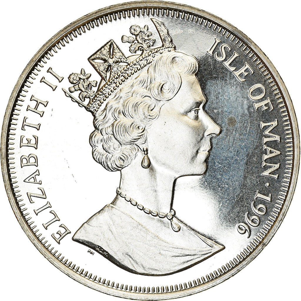 Moneta, Isola di Man, Elizabeth II, Crown, 1996, Pobjoy Mint, Sir Francis Drake