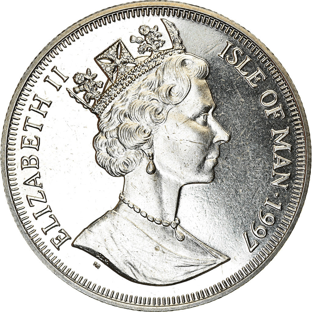 Coin, Isle of Man, Elizabeth II, Crown, 1997, Pobjoy Mint, Leiv Eiriksson