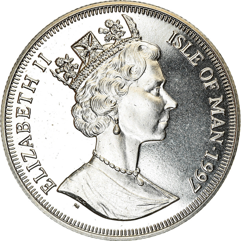 Coin, Isle of Man, Elizabeth II, Crown, 1997, Pobjoy Mint, Leiv Eiriksson