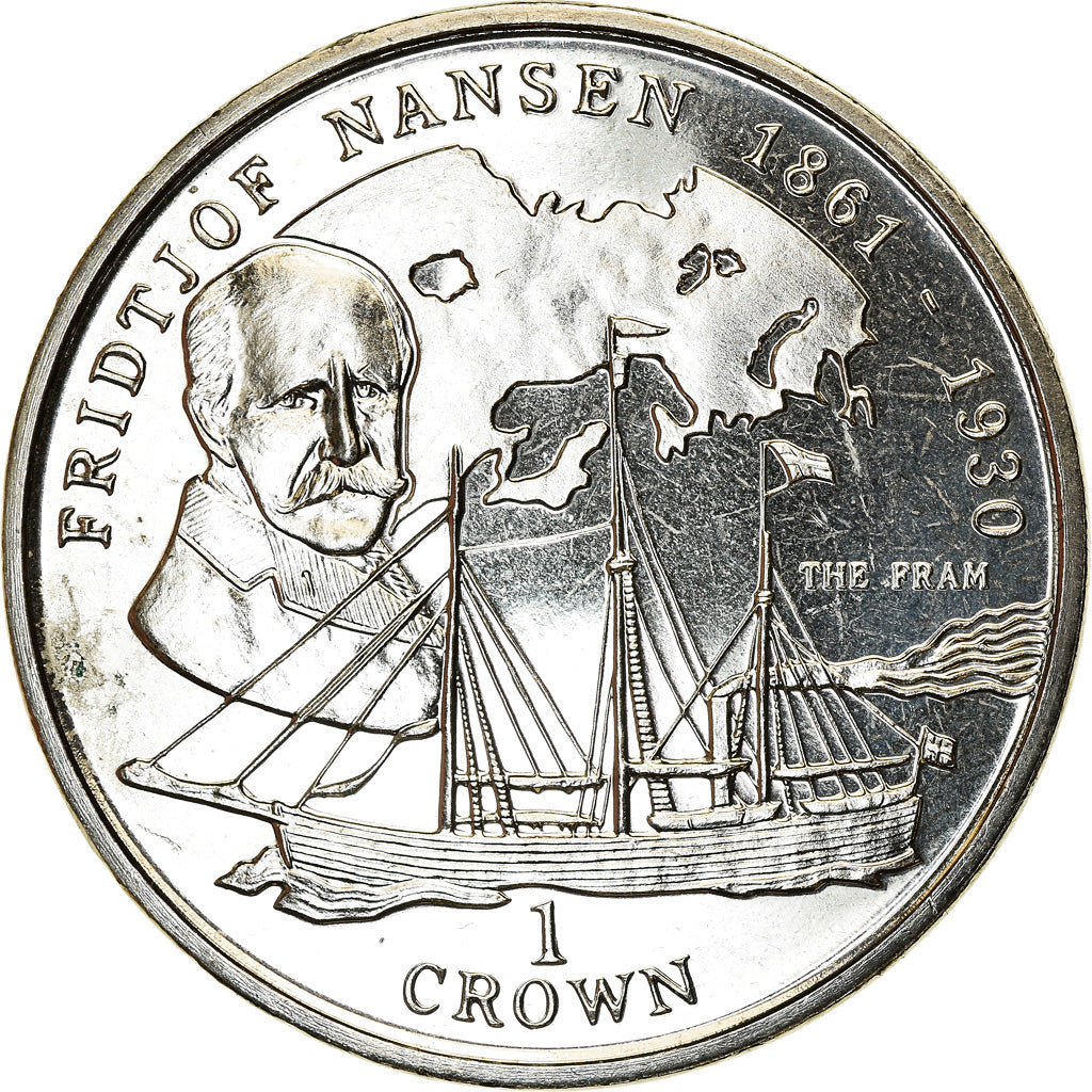Moneda, Isla de Man, Elizabeth II, Crown, 1997, Pobjoy Mint, Fridtjof Nansen
