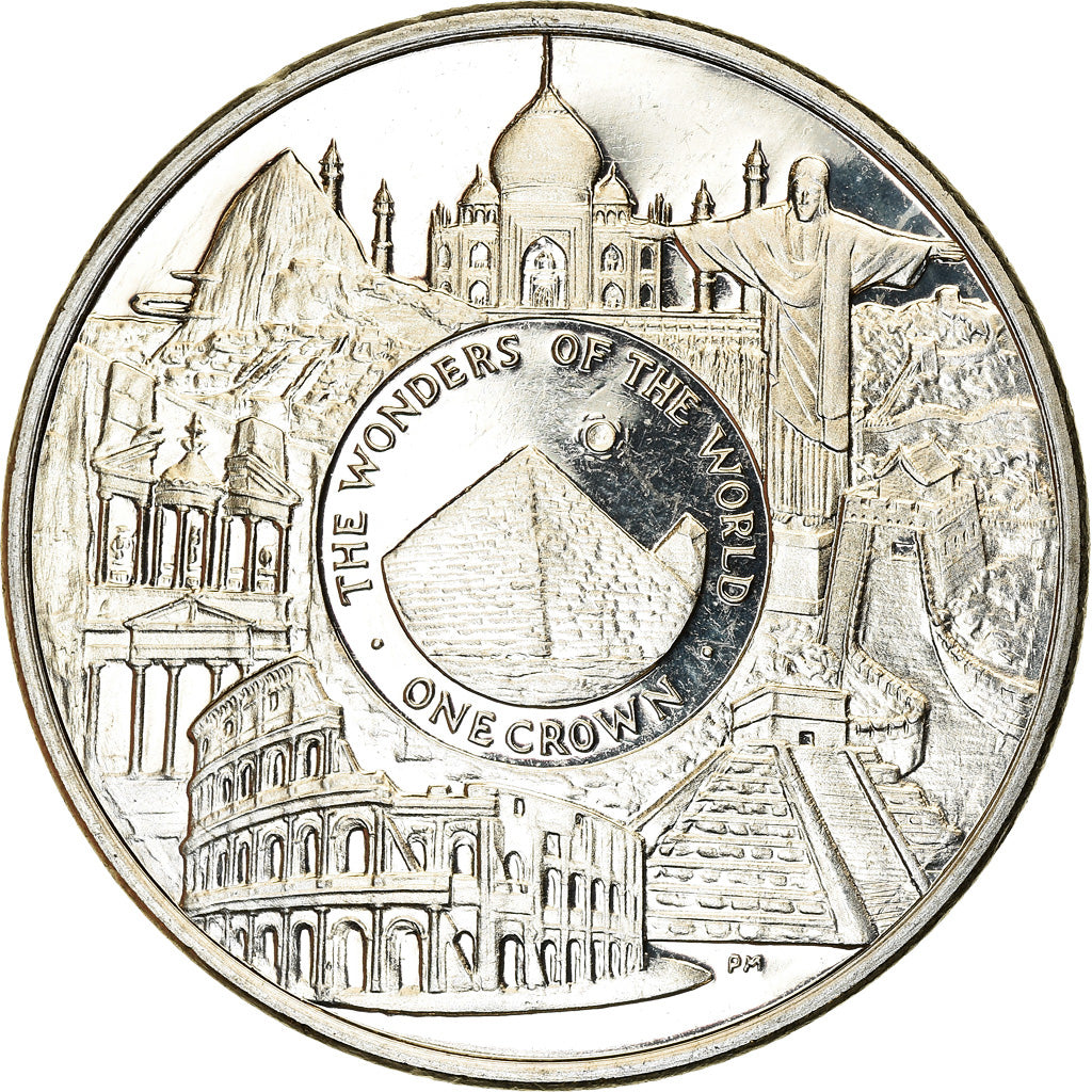 Coin, Isle of Man, Crown, 2008, Pobjoy Mint, Merveilles du monde, MS(63)
