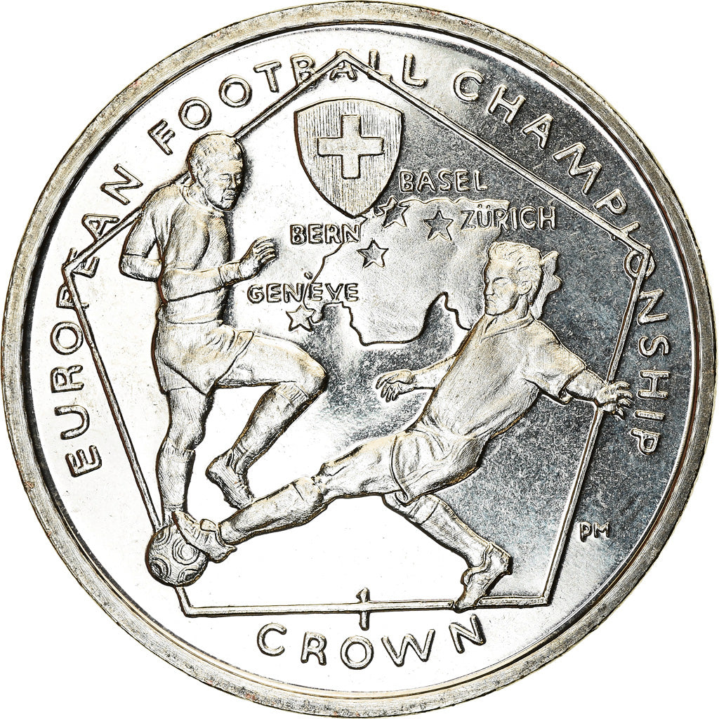 Coin, Isle of Man, Crown, 2008, Pobjoy Mint, Championnat européen de football