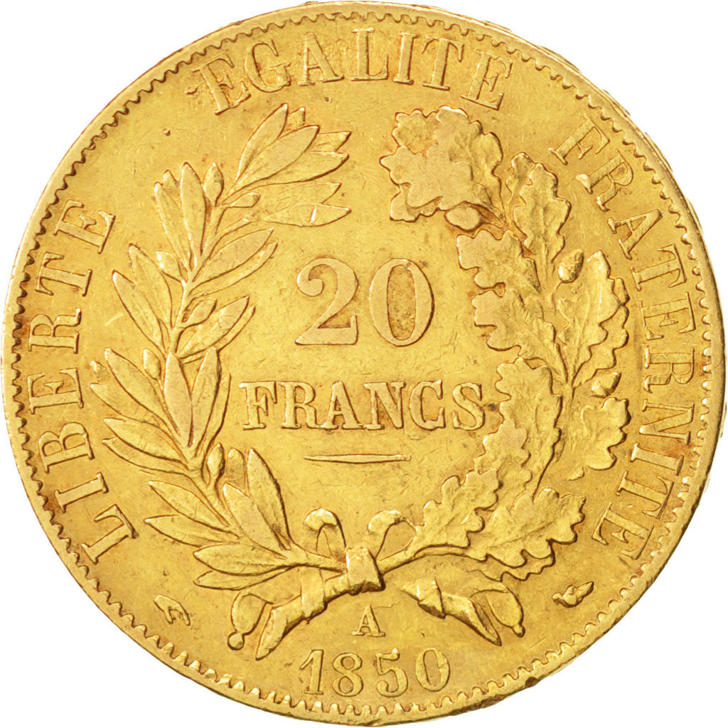 Francia, Cérès, 20 Francs, 1850, Paris, BB+, Oro, KM:762, Gadoury:1059