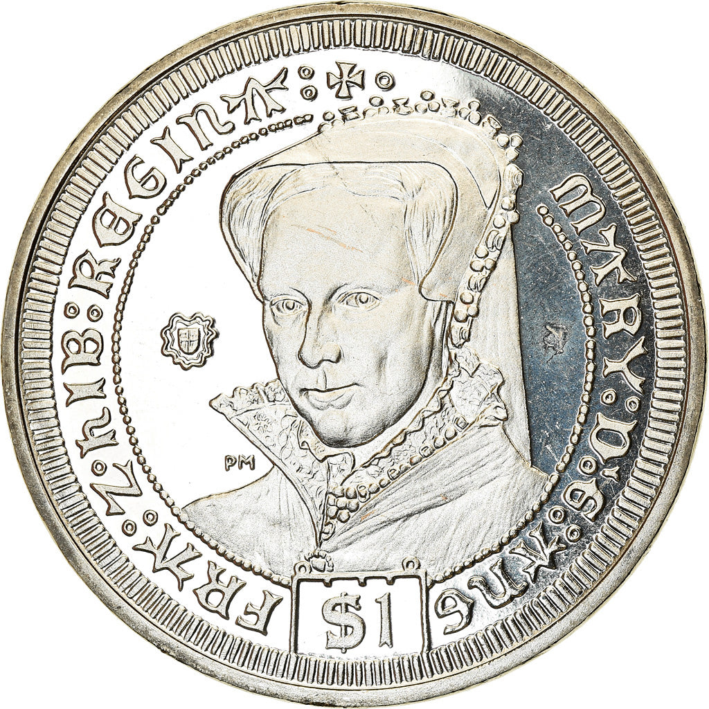 Moeda, Ilhas Virgens Britânicas, Dollar, 2008, Franklin Mint, Marie Tudor