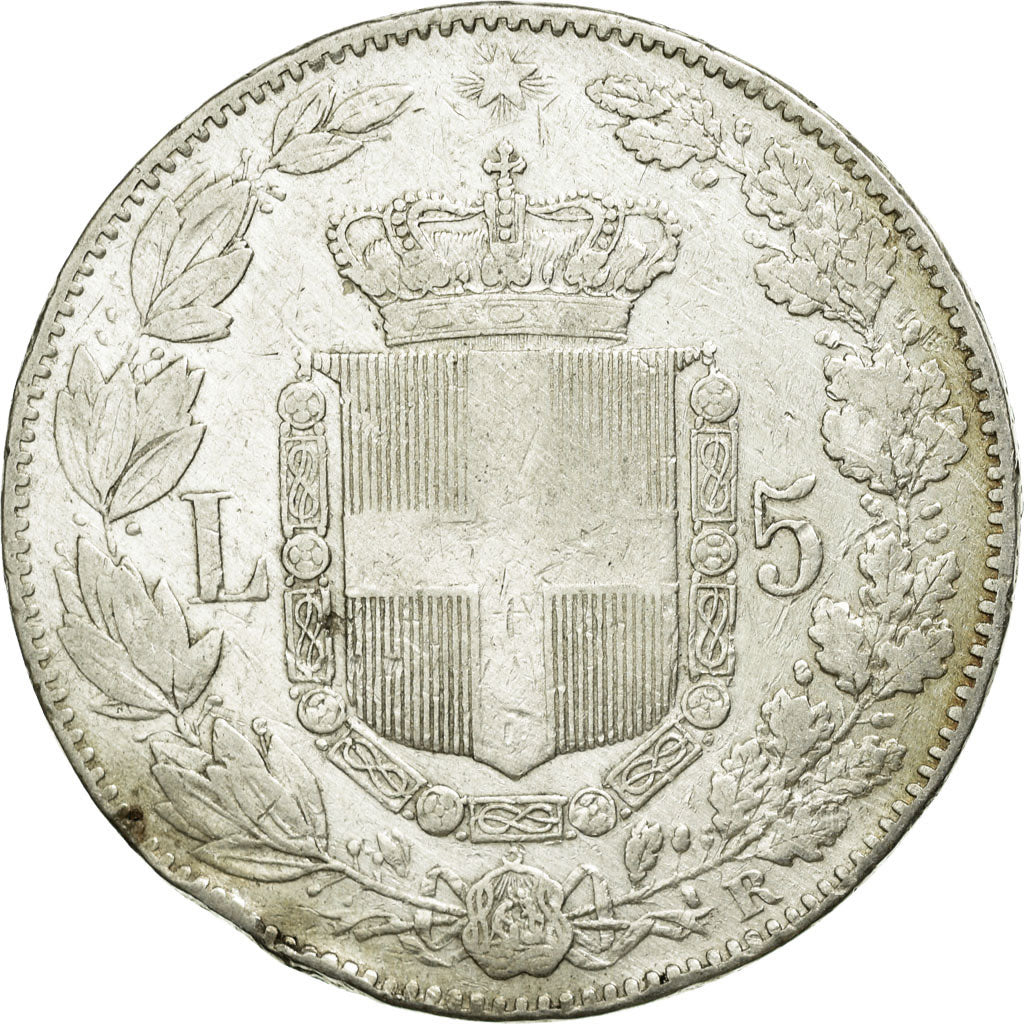 Coin, Italy, Umberto I, 5 Lire, 1879, Rome, VF(30-35), Silver, KM:20