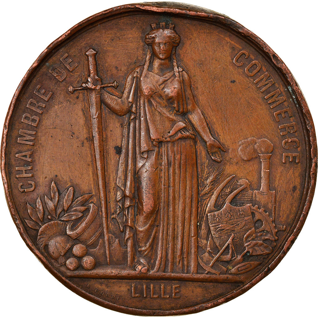 France, Medal, Napoléon III, Visite de la Chambre de Commerce de Lille, 1867