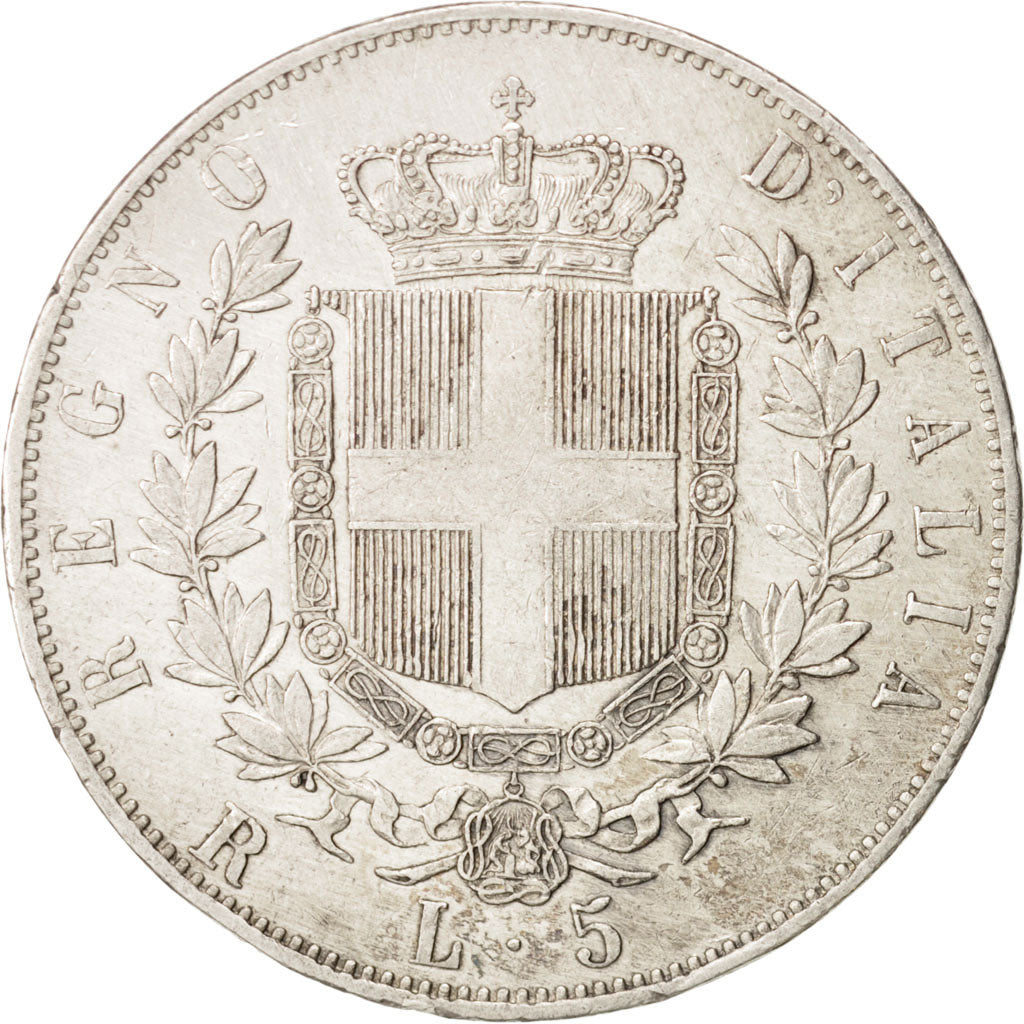 Italy, Vittorio Emanuele II, 5 Lire, 1878, Rome, AU(50-53), Silver, KM:8.4