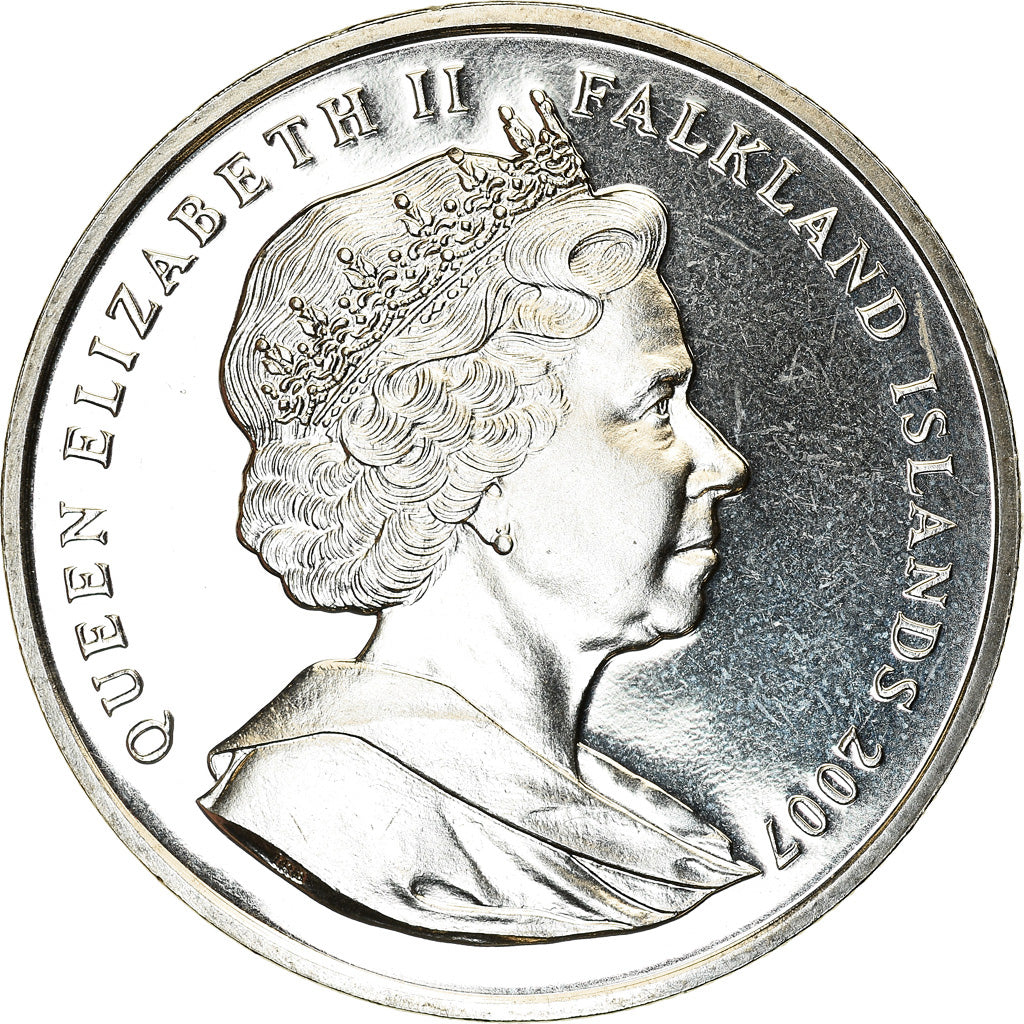 Coin, Falkland Islands, Elizabeth II, Crown, 2007, Charles Darwin, MS(63)