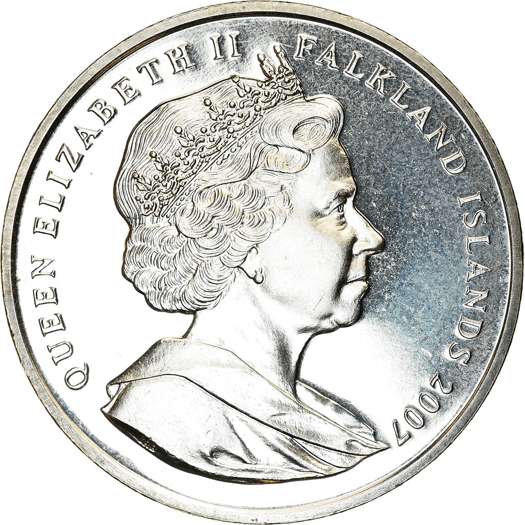 Coin, Falkland Islands, Elizabeth II, Crown, 2007, Charles Darwin, MS(63)