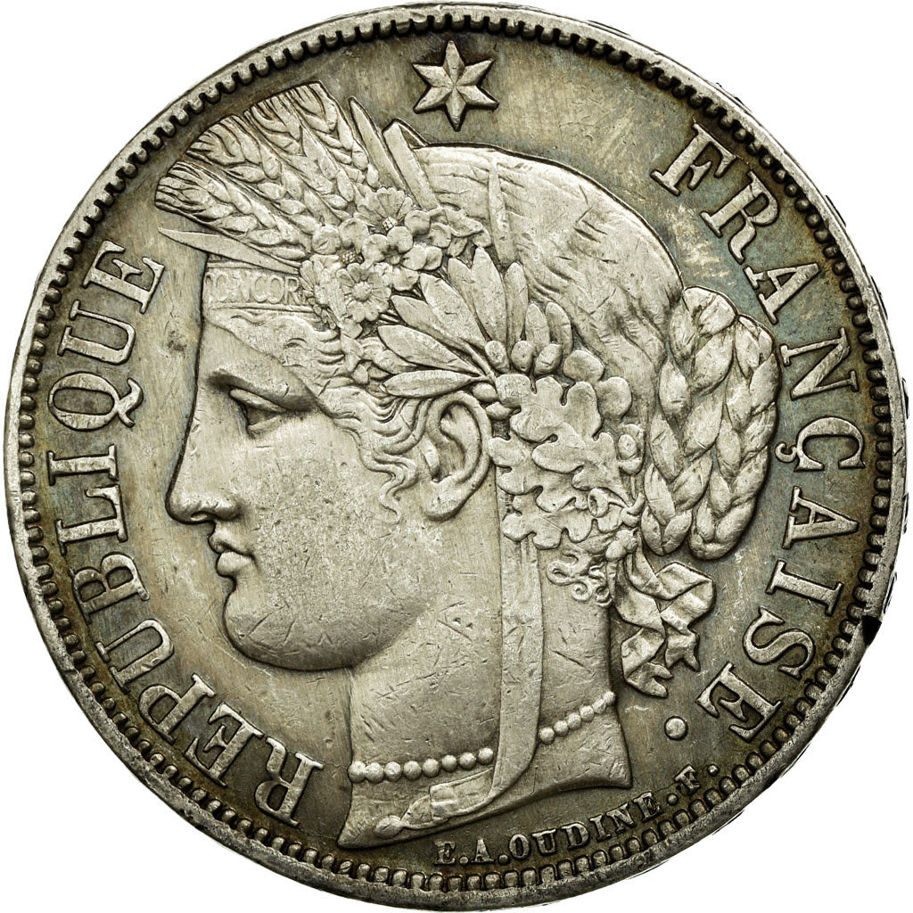 Coin, France, Cérès, 5 Francs, 1870, Paris, Philadelphia, EF(40-45), Silver