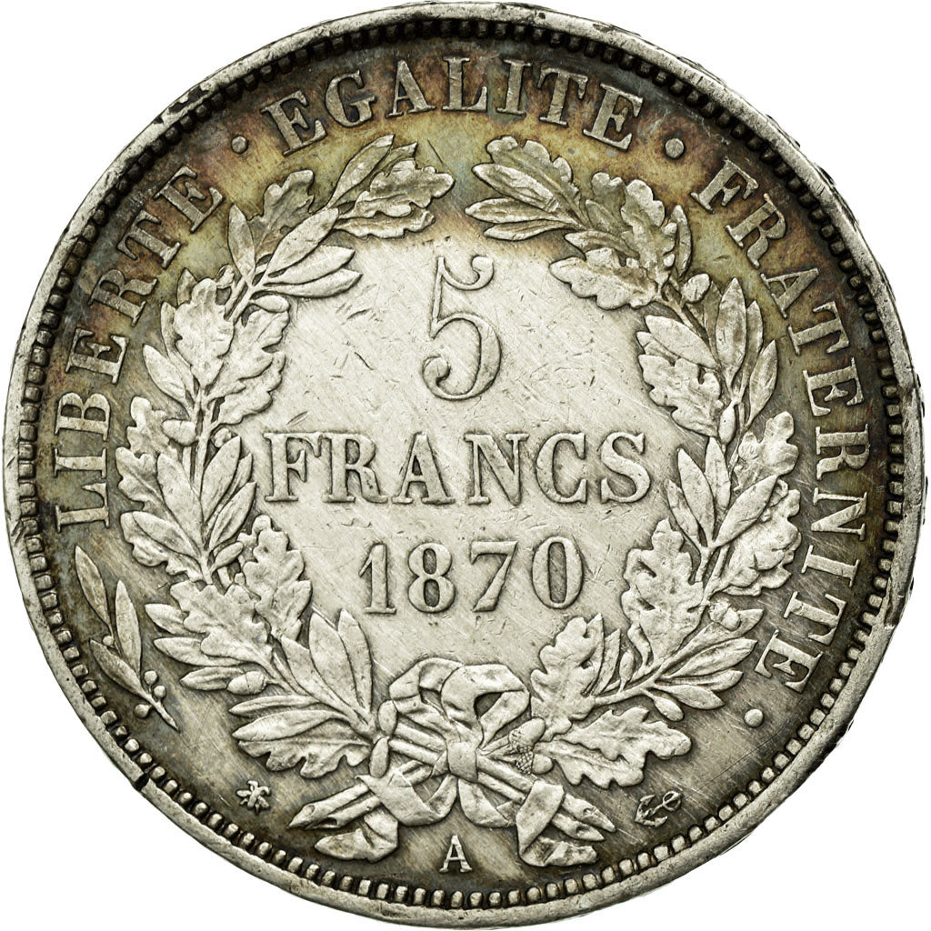 Coin, France, Cérès, 5 Francs, 1870, Paris, Philadelphia, EF(40-45), Silver