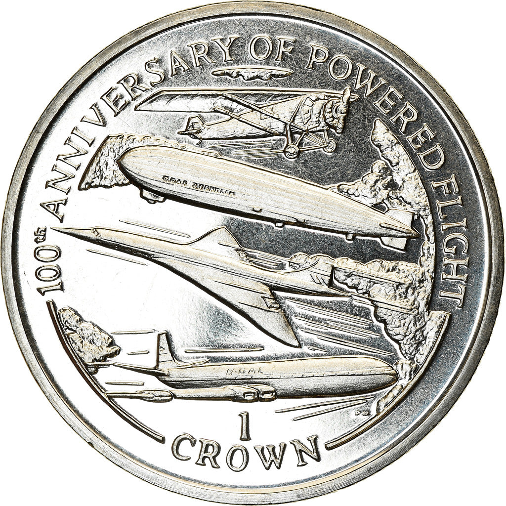 Monnaie, Isle of Man, Crown, 2003, Pobjoy Mint, 100ème anniversaire du vol