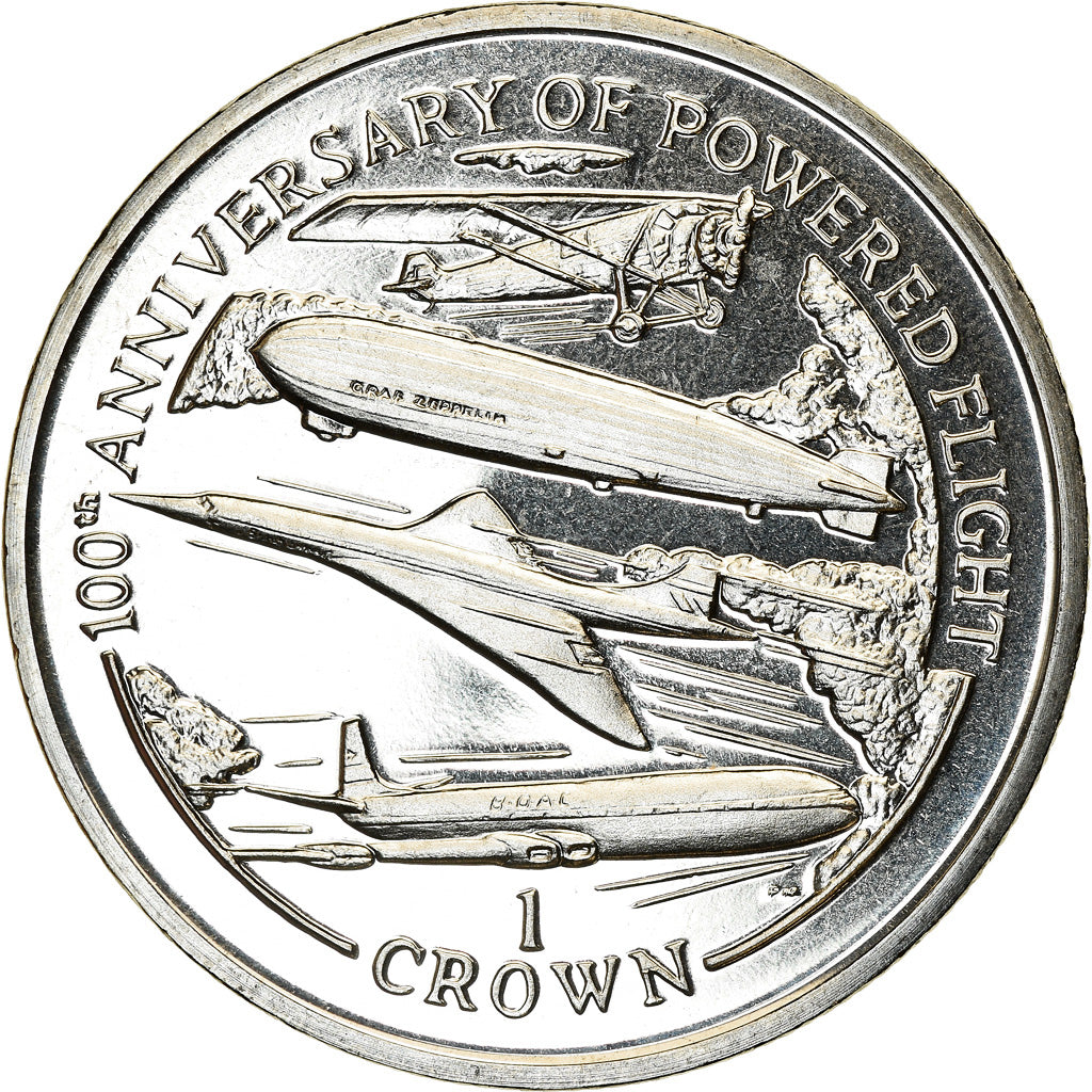 Monnaie, Isle of Man, Crown, 2003, Pobjoy Mint, 100ème anniversaire du vol