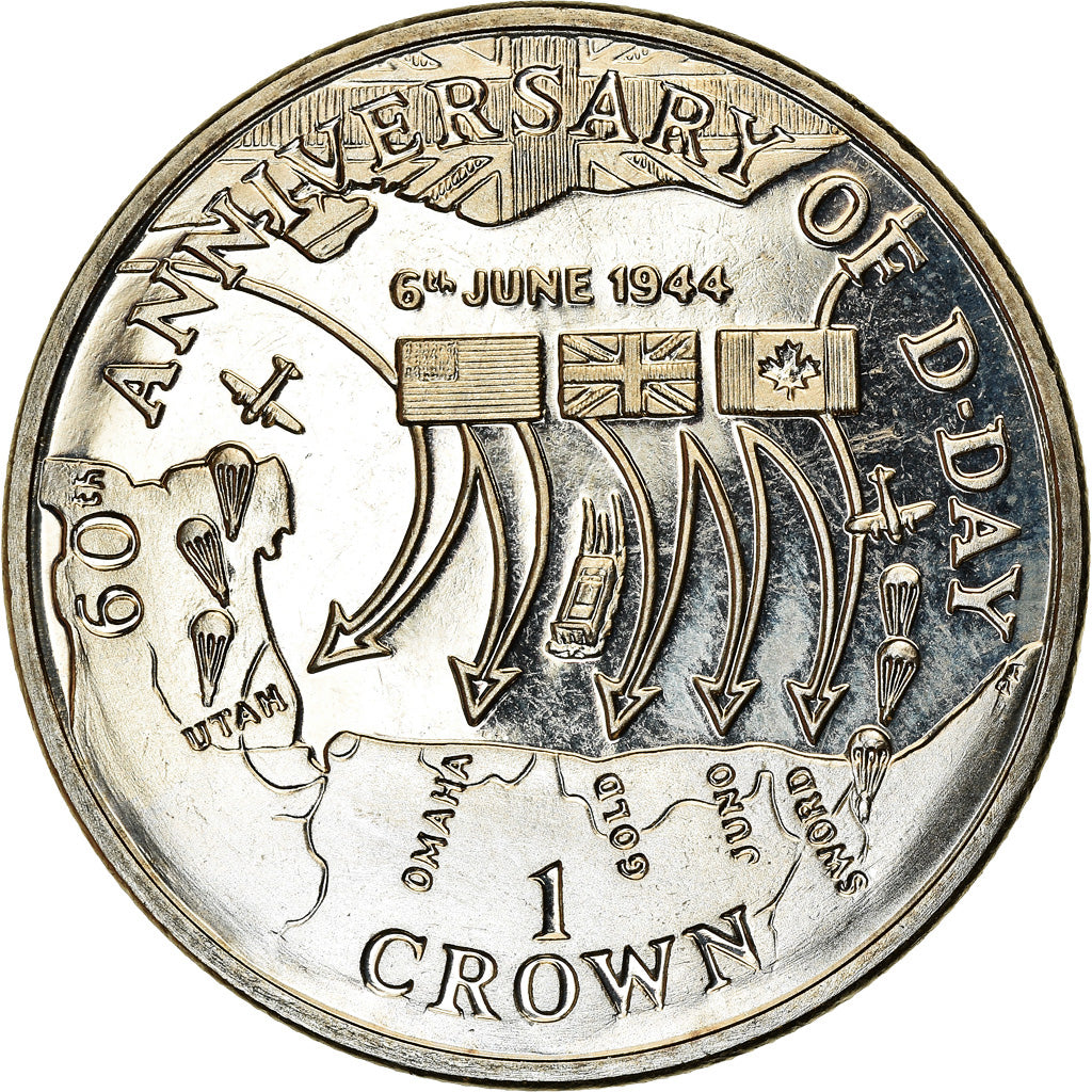 Coin, Isle of Man, Elizabeth II, Crown, 2004, Pobjoy Mint, 60ème anniversaire