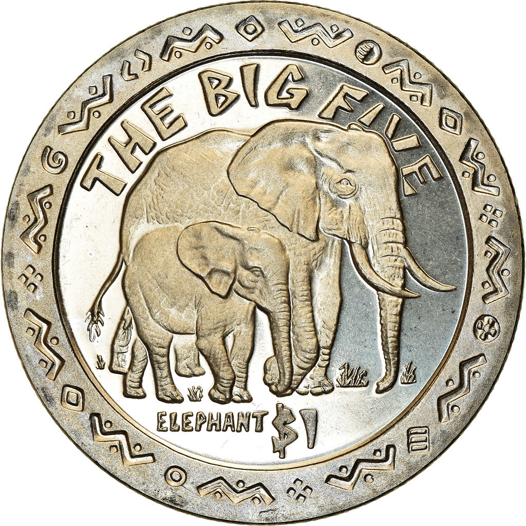 Moneta, Sierra Leone, Dollar, 2001, Pobjoy Mint, The big five - Eléphants, SPL