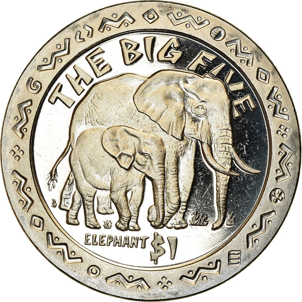 Münze, Sierra Leone, Dollar, 2001, Pobjoy Mint, The big five - Eléphants, UNZ