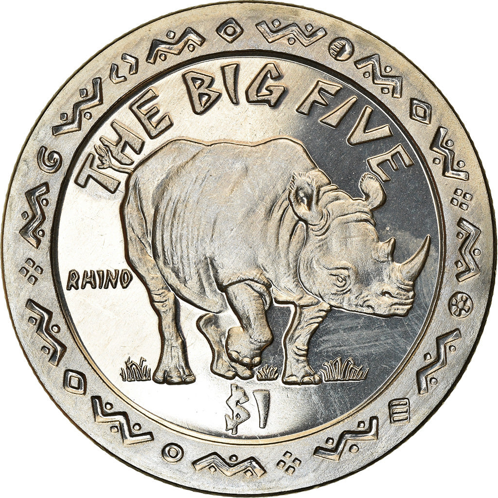 Coin, Sierra Leone, Dollar, 2001, Pobjoy Mint, The big five - Rhinocéros