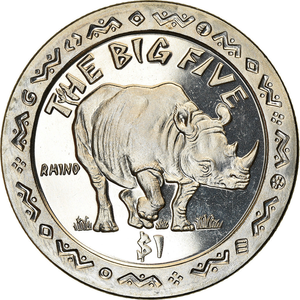 Moneta, Sierra Leone, Dollar, 2001, Pobjoy Mint, The big five - Rhinocéros