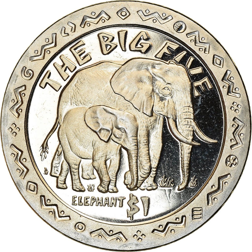 Moneta, Sierra Leone, Dollar, 2001, Pobjoy Mint, The big five - Eléphants, SPL