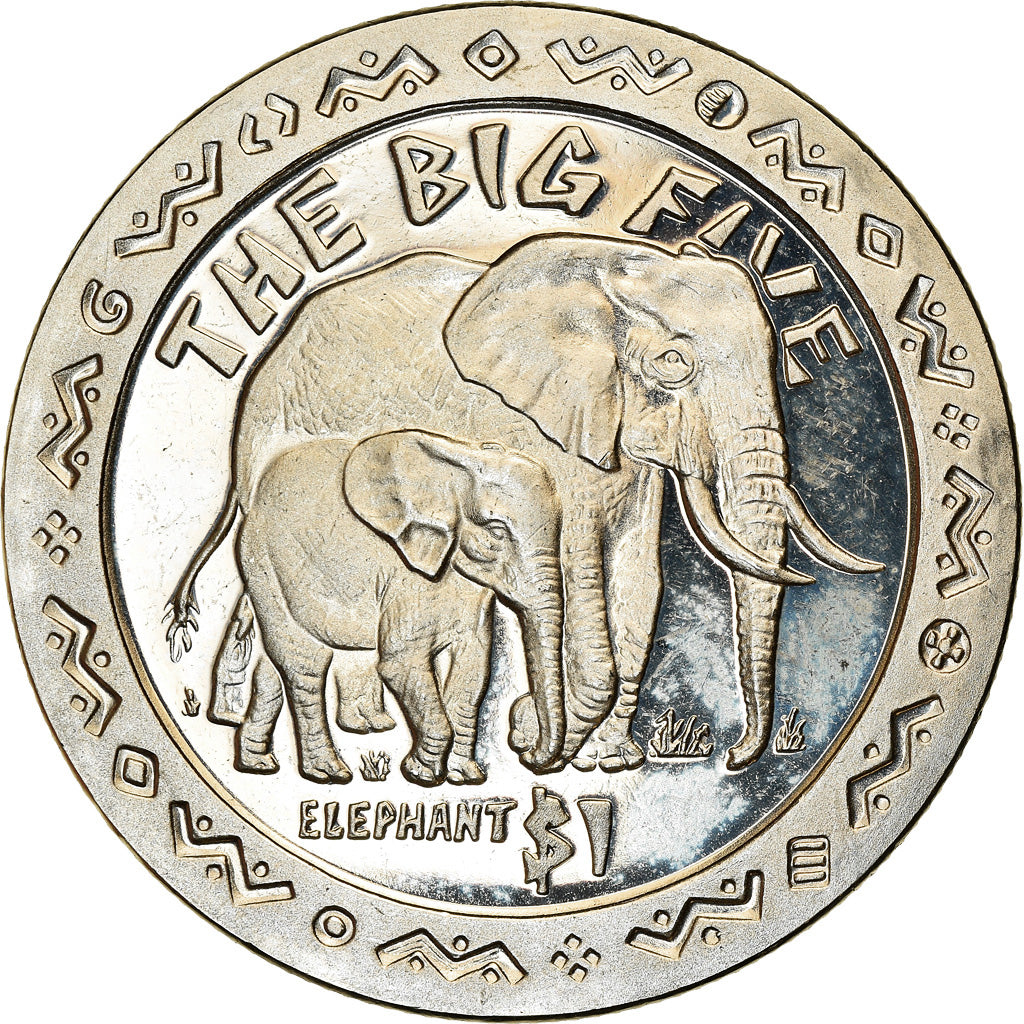 Moneta, Sierra Leone, Dollar, 2001, Pobjoy Mint, The big five - Eléphants, SPL
