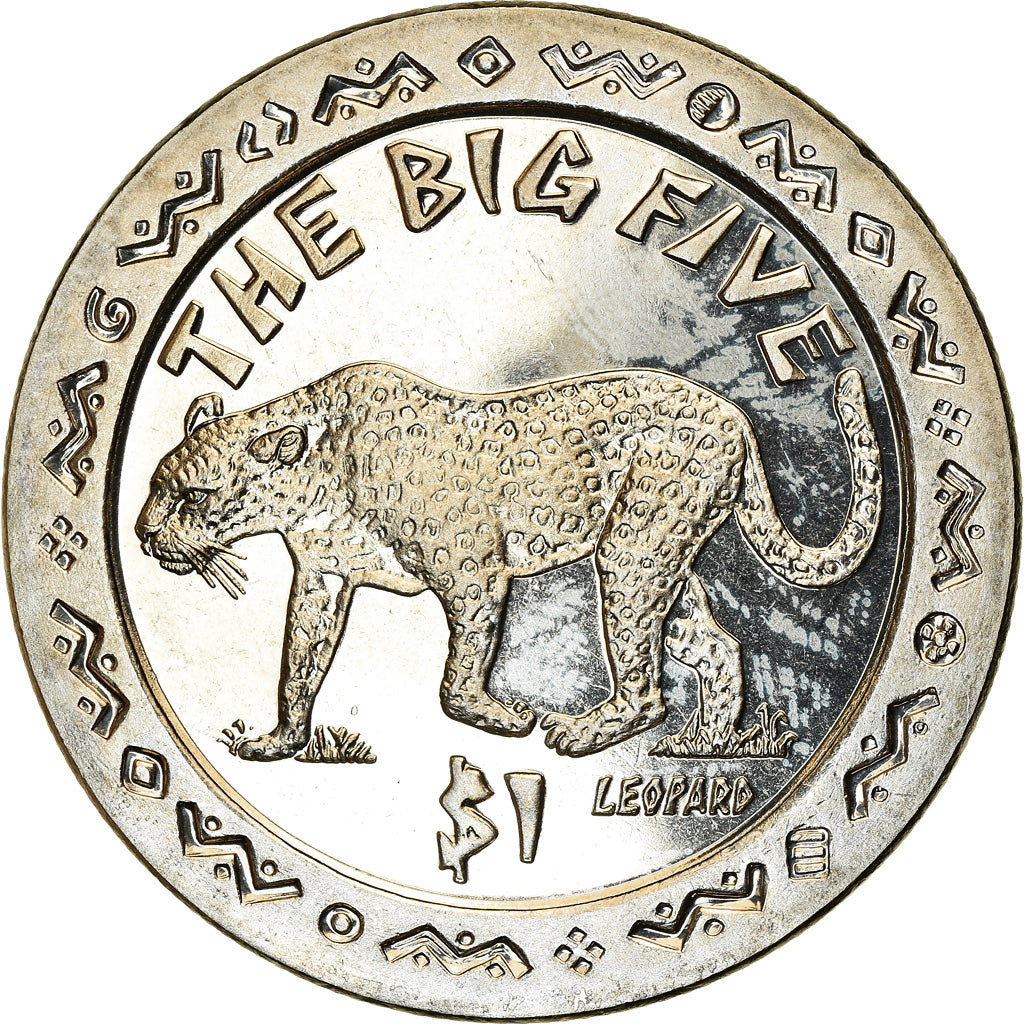 Moeda, Serra Leoa, Dollar, 2001, Pobjoy Mint, The big five - Léopard, MS(63)