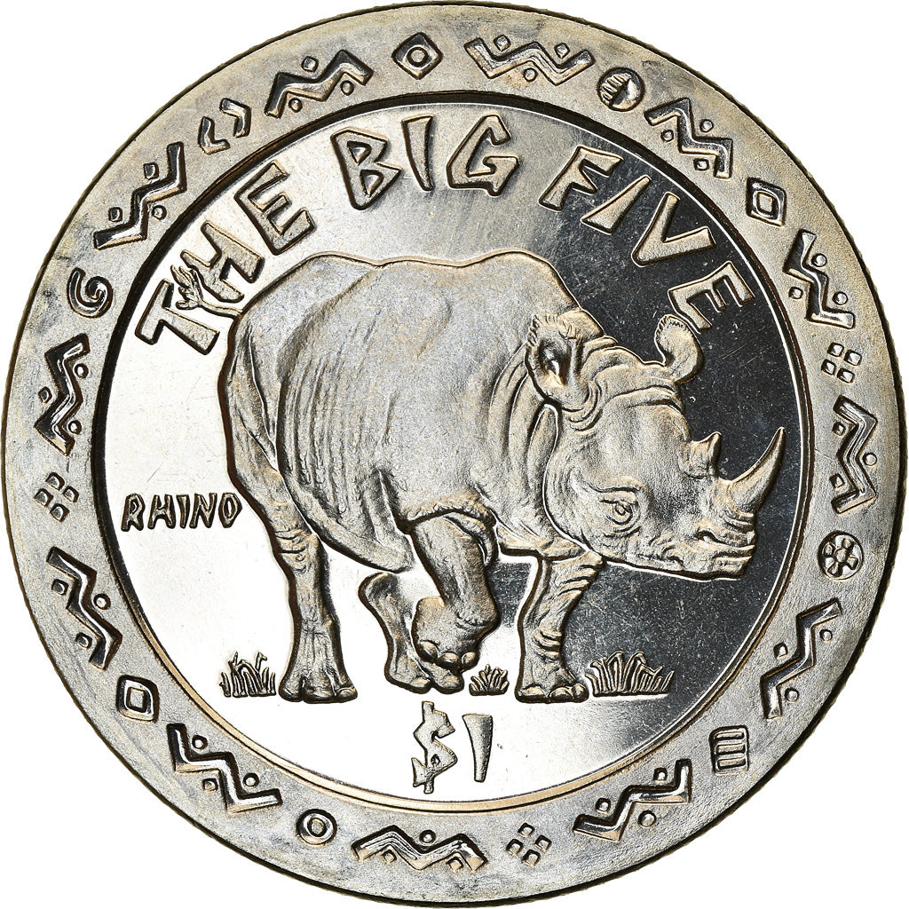 Coin, Sierra Leone, Dollar, 2001, Pobjoy Mint, The big five - Rhinocéros