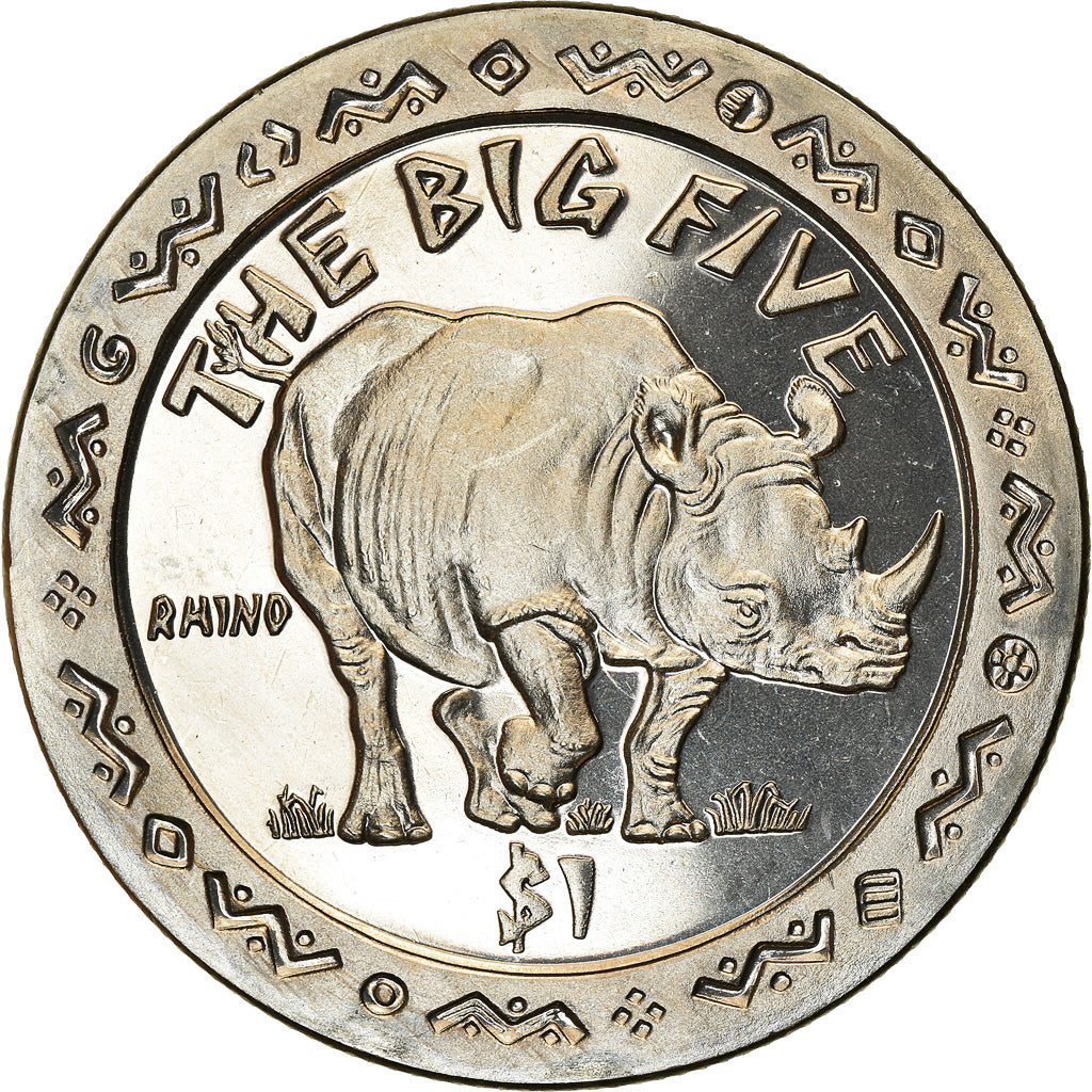 Münze, Sierra Leone, Dollar, 2001, Pobjoy Mint, The big five - Rhinocéros