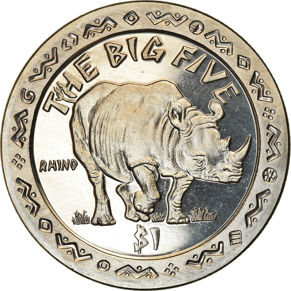 Moneta, Sierra Leone, Dollar, 2001, Pobjoy Mint, The big five - Rhinocéros