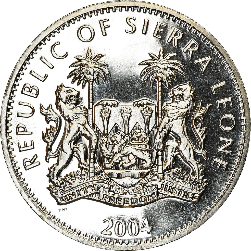 Moeda, Serra Leoa, Dollar, 2004, Pobjoy Mint, Ronald Reagan, MS(63)