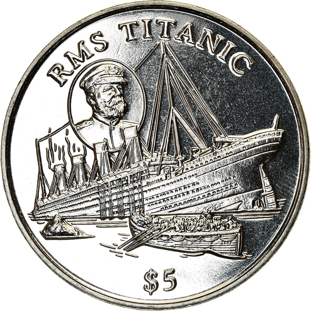 Coin, Liberia, 5 Dollars, 1998, RMS Titanic, MS(63), Copper-nickel, KM:363