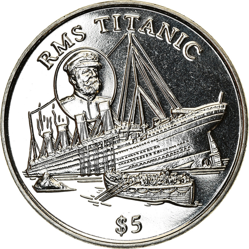Coin, Liberia, 5 Dollars, 1998, RMS Titanic, MS(63), Copper-nickel, KM:363