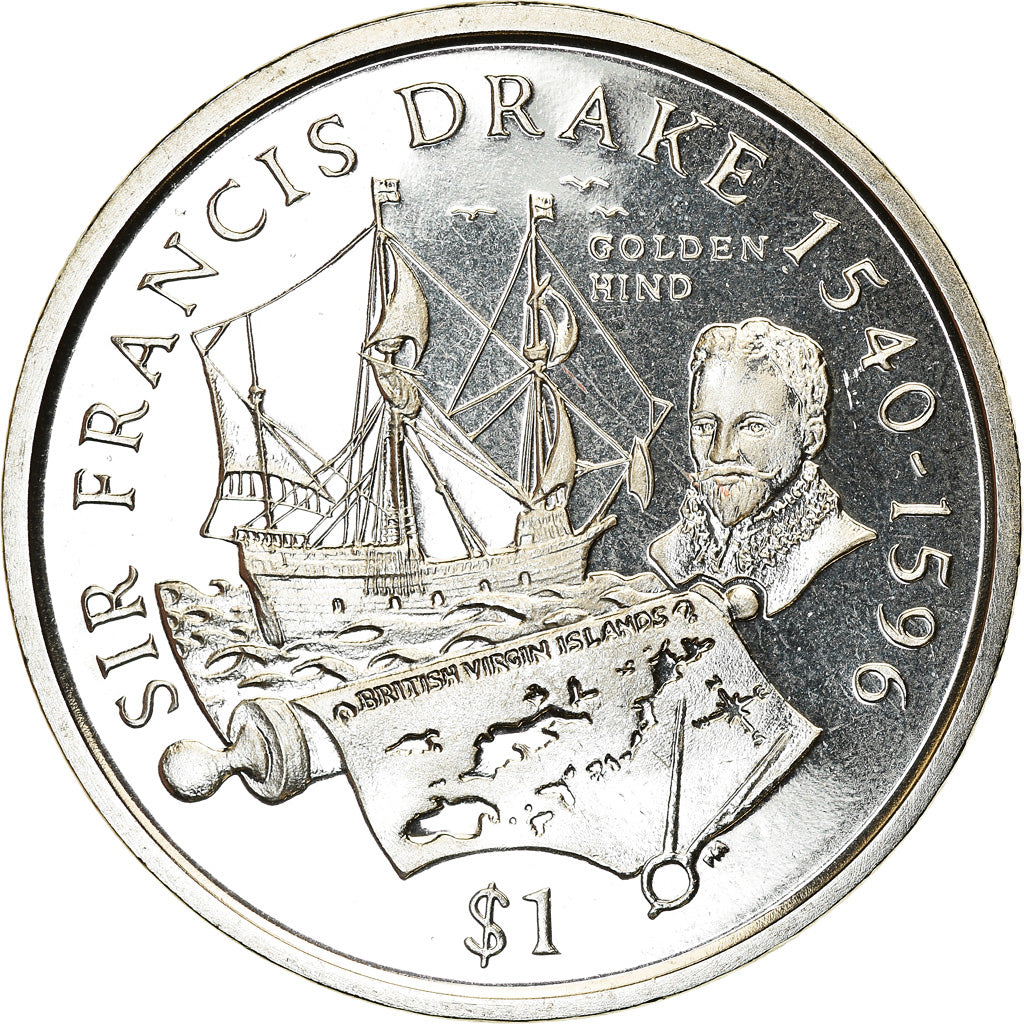 Coin, BRITISH VIRGIN ISLANDS, Dollar, 2004, Pobjoy Mint, Sir Francis Drake