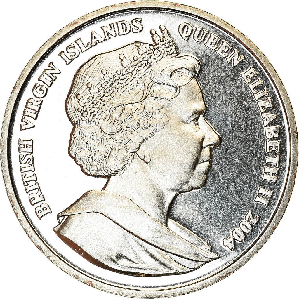 Moneta, ISOLE VERGINI BRITANNICHE, Dollar, 2004, Pobjoy Mint, Dauphins, SPL