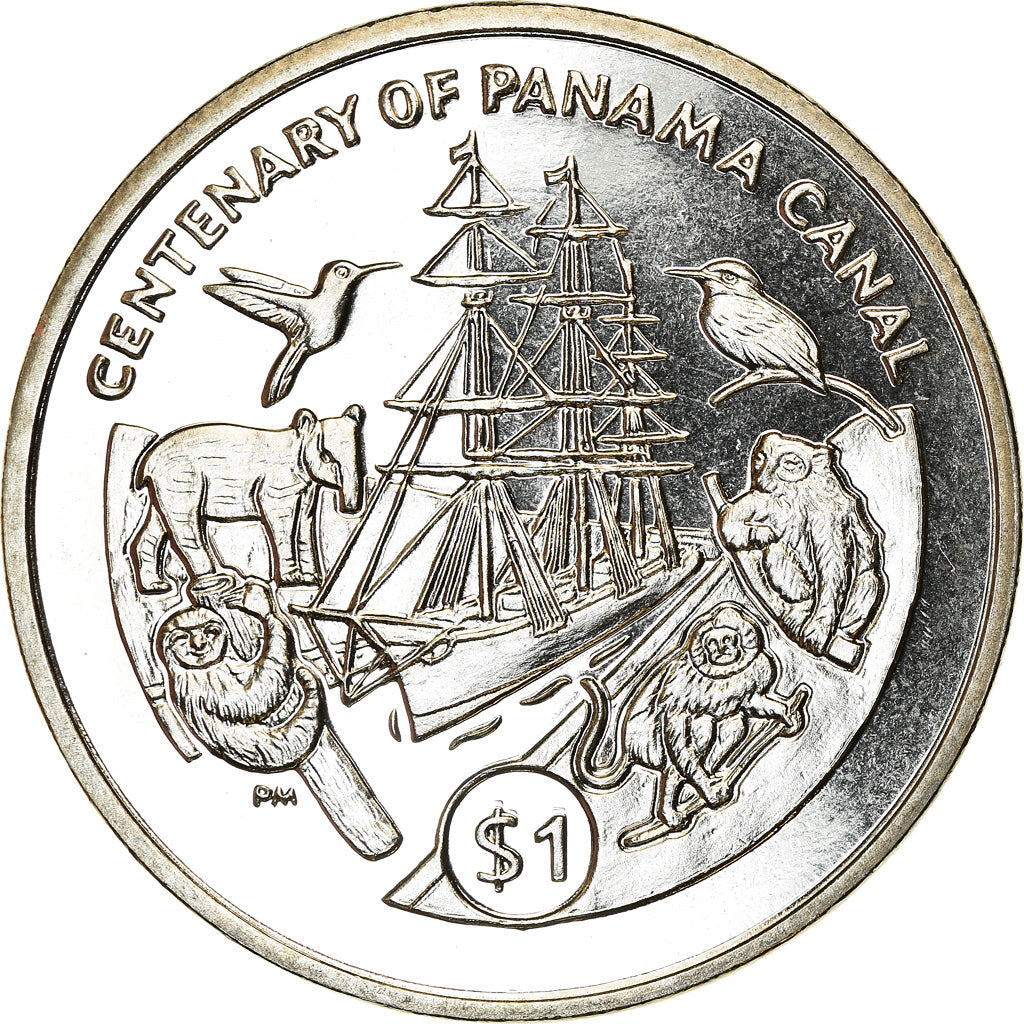 Coin, BRITISH VIRGIN ISLANDS, Dollar, 2014, Franklin Mint, Centenaire du Canal