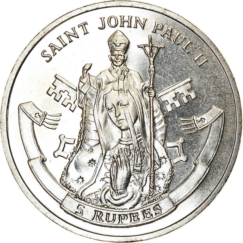 Coin, Seychelles, 5 Rupees, 2014, British Royal Mint, Saint Jean Paul II