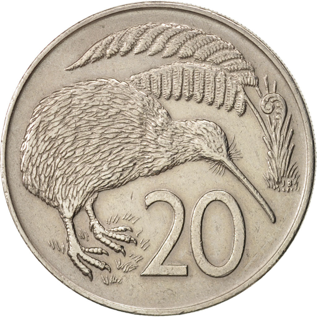 New Zealand, Elizabeth II, 20 Cents, 1971, AU(50-53), Copper-nickel, KM:36.1