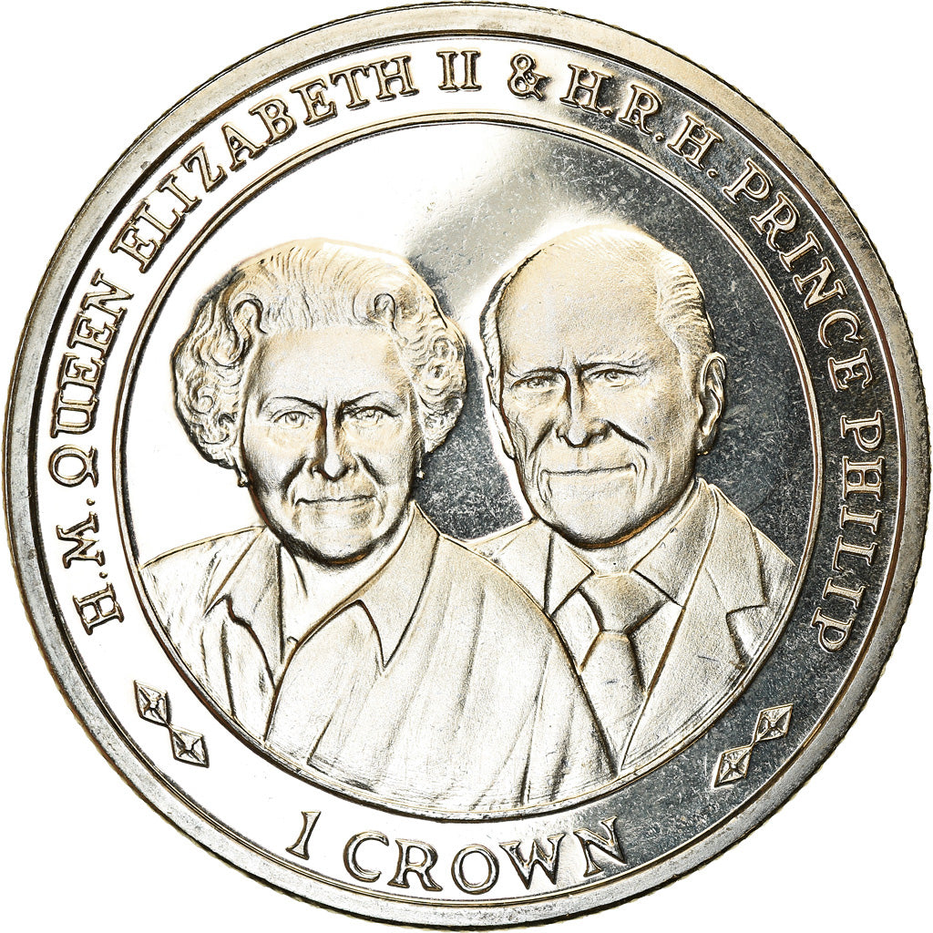 Coin, Falkland Islands, Crown, 2017, Elizabeth II et le Prince Philip, MS(63)