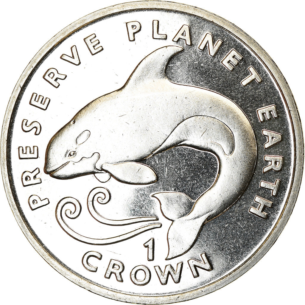 Coin, Isle of Man, Elizabeth II, Crown, 1996, Pobjoy Mint, Préservez la Terre -