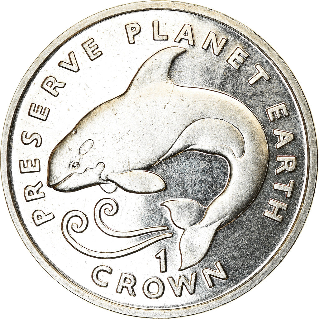 Coin, Isle of Man, Elizabeth II, Crown, 1996, Pobjoy Mint, Préservez la Terre -