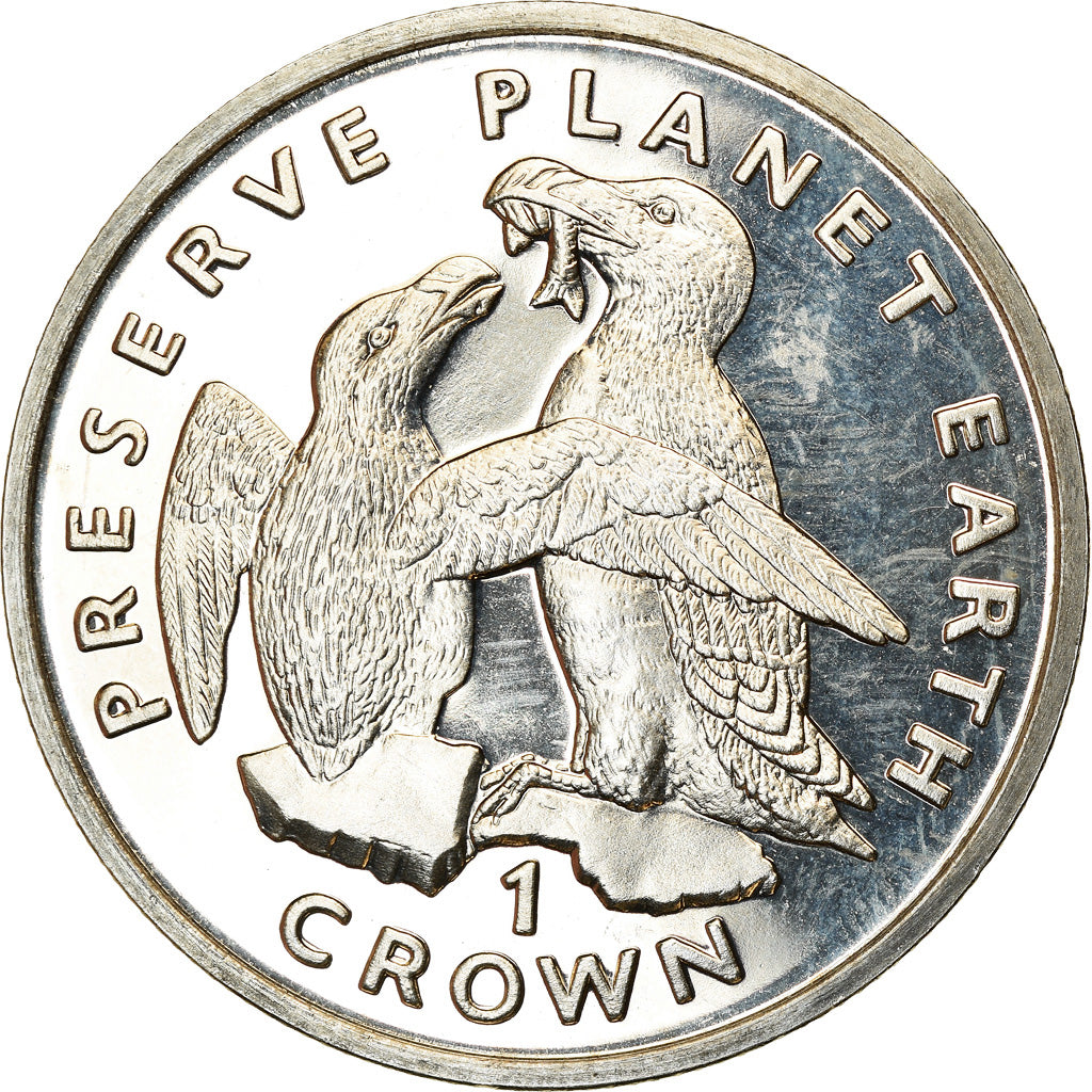 Coin, Isle of Man, Elizabeth II, Crown, 1996, Pobjoy Mint, Pingouin Torda