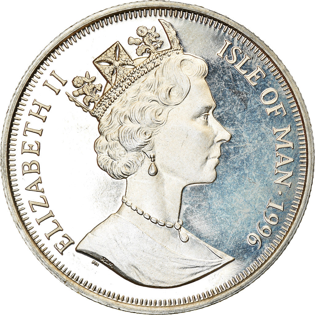 Moneda, Isla de Man, Elizabeth II, Crown, 1996, Pobjoy Mint, Pingouin Torda, SC