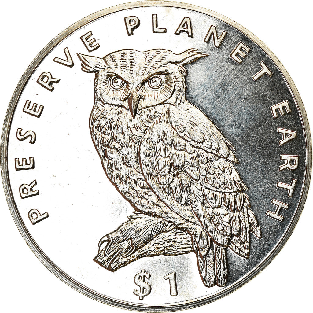 Coin, Eritrea, Dollar, 1995, Préservez la Terre - Grand duc, MS(63)