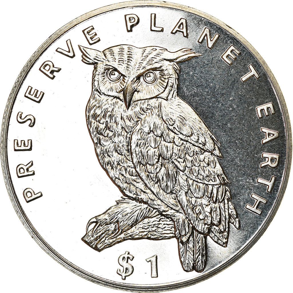 Coin, Eritrea, Dollar, 1995, Préservez la Terre - Grand duc, MS(63)