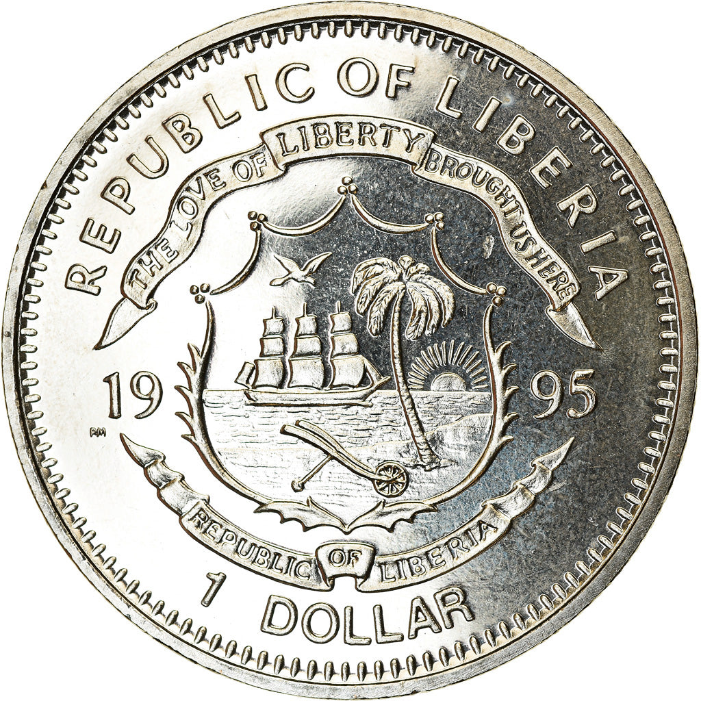 Moneta, Liberia, Dollar, 1995, Franklin D. Roosevelt, SPL, Rame-nichel, KM:141