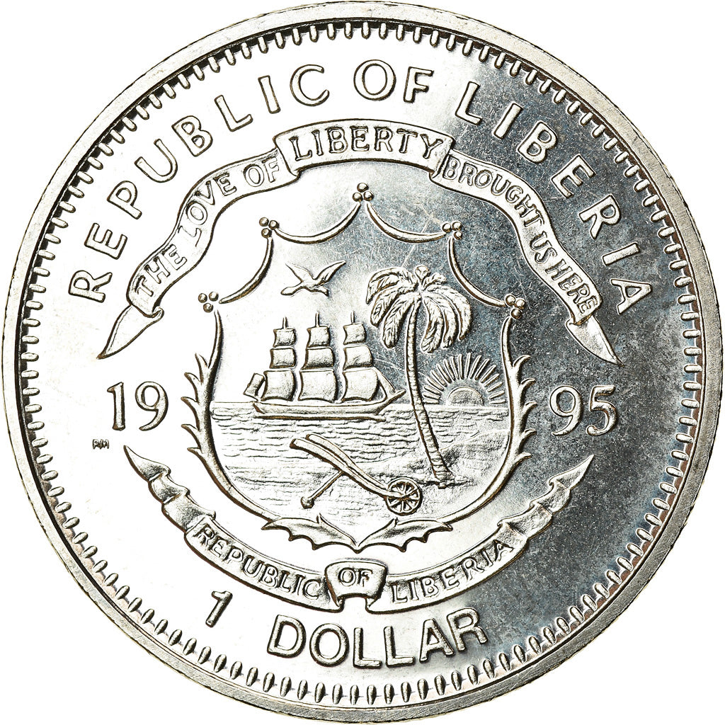 Coin, Liberia, Dollar, 1995, Winston Churchill, MS(63), Copper-nickel, KM:140