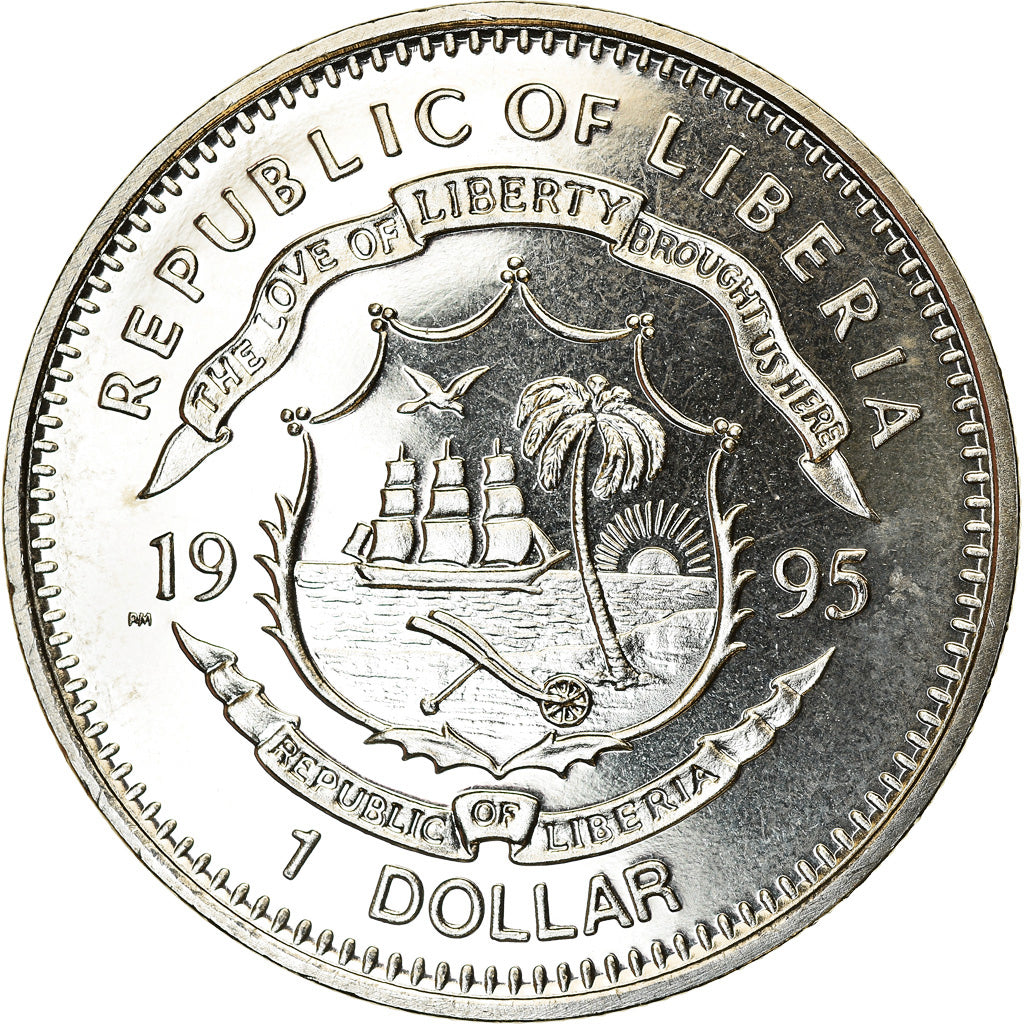 Monnaie, Liberia, Dollar, 1995, Winston Churchill, SPL, Copper-nickel, KM:140