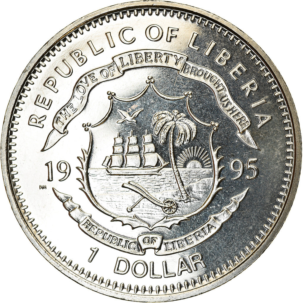 Coin, Liberia, Dollar, 1995, Winston Churchill, MS(63), Copper-nickel, KM:140
