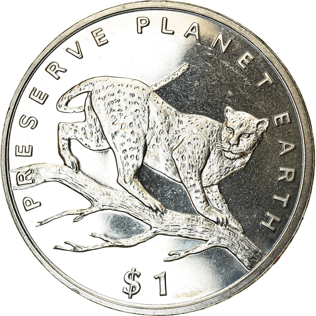 Münze, Liberia, Dollar, 1995, Préservez la Terre - Léopard, UNZ