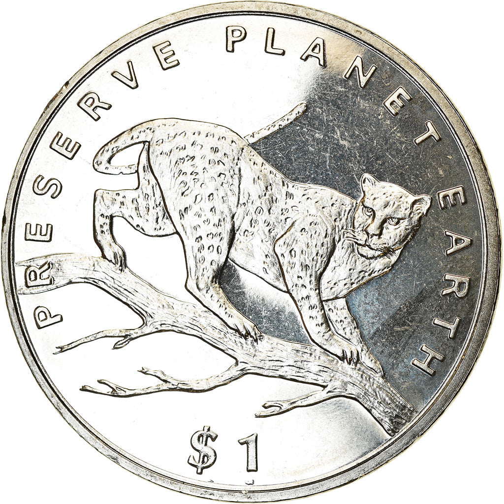 Münze, Liberia, Dollar, 1995, Préservez la Terre - Léopard, UNZ